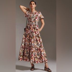 Anthropologie Somerset Maxi Dress Floral Pink Rose